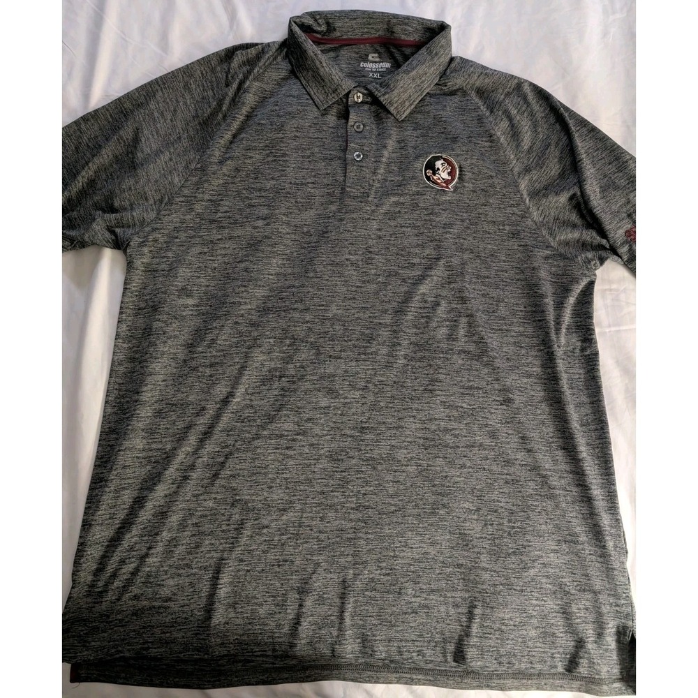 Colosseum Mens 2XL Drift‎ Florida State Seminoles Heather Gray Logo Polo Shirt
